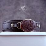 دستبند نقره عقیق کبدی چرم طبیعی درجه یک