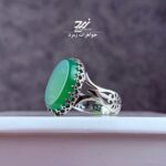 انگشتر نقره مردانه عقیق خطی سبز خطی