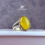 انگشتر نقره روس (غیرنقره) مردانه عقیق زرد شرف الشمس کد 050