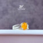 انگشتر نقره روس(غیره نقره) زنانه عقیق زرد شرف الشمس 020
