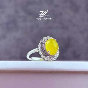 انگشتر نقره روس (غیرنقره) زنانه عقیق زرد شرف الشمس کد 034