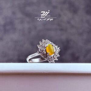 انگشتر نقره روس (غیرنقره) زنانه عقیق زرد شرف الشمس کد 056