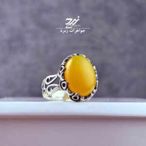 انگشتر نقره مردانه عقیق زرد شرف الشمس کد 071