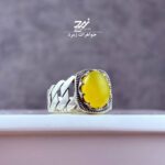 انگشتر نقره مردانه عقیق زرد شرف الشمس کد 073