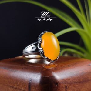 انگشتر نقره مردانه عقیق زرد شرف الشمس کد 090