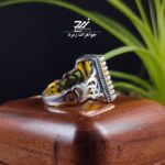 انگشتر نقره مردانه عقیق زرد شرف‌الشمس طرح رهبری