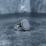 انگشتر نقره مردانه عقیق مشکی طرح شمشیر ذوالفقار (کپی)
