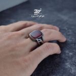 انگشتر نقره مردانه عقیق سرخ طرح شمشیر ذوالفقار